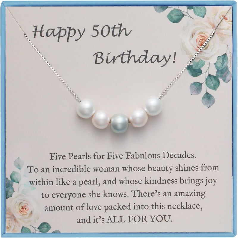 Sereney Birthday Gifts for Girls Women, Sterling Silver Pearl Necklace as 7 9 10 11 13 15 16 18 21 30 40 50 60 Year Old Birthday Gifts, Single Pearl Necklace as Bday Gifts for Friends Lockets - Image 1